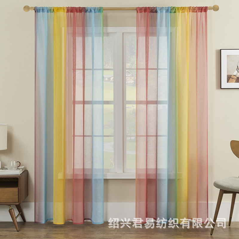 Picture of Keqiao factory New Amazon rainbow soft gauze curtain door curtain zebra curtain curtain cross-border screen curtain curtain
