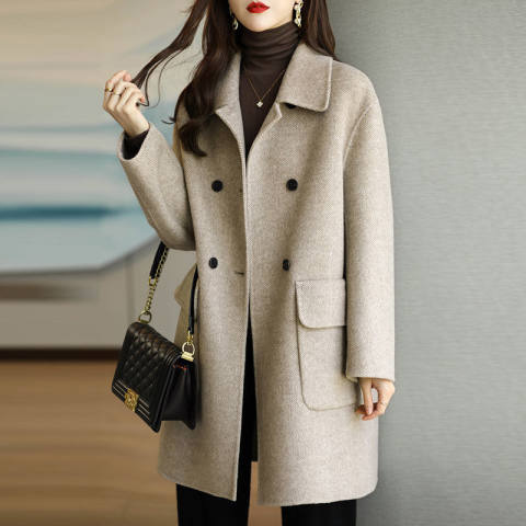 Artistic Woolen Coat Women's 2022 Autumn and Winter New Thickened Korean Style Slim-fit Slimming Mid-length Retro Woolen Coat