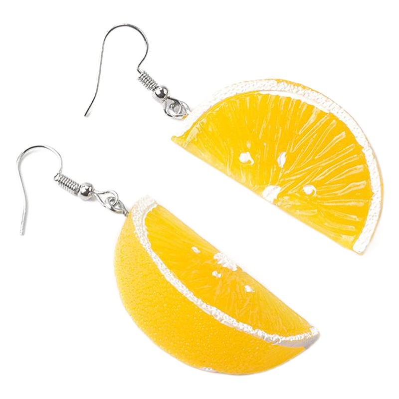 Internet Celebrity Resin Orange Stereo Orange Fruit Earrings Ins Korean Style Fresh All-Match Sweet Distinctive Ear Hook