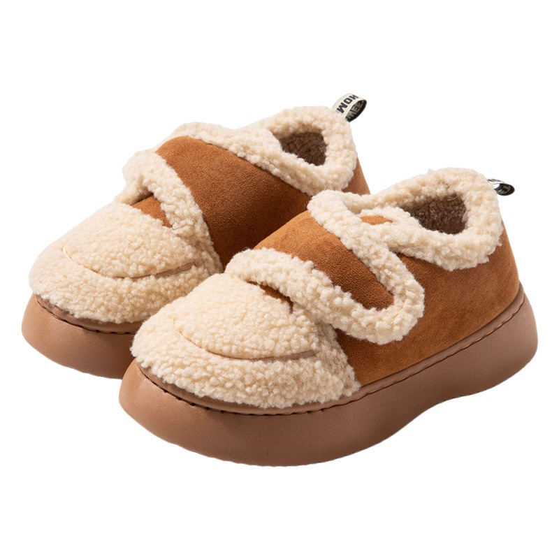Qidan shoes factory cotton slippers women's bag heel warm fleece-lined thickened indoor home can be worn outside thick bottom bag heel cotton shoes