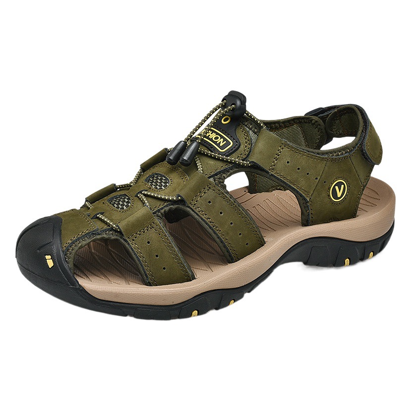 Genuine Leather Sandals Men's Cross-border Men's Shoes 2023 New Fashionable Summer Baotou Cool Shoes Men's Casual Beach Shoes for Men
