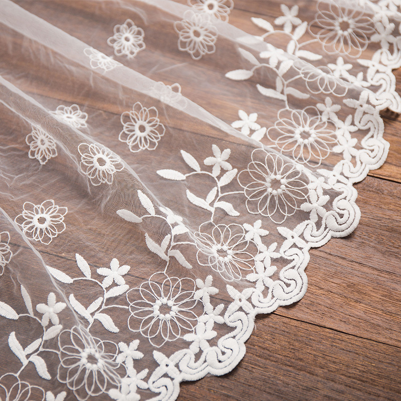 32cm Wide White American Mesh Milk Silk Water Soluble Embroidered Lace Children's Wear Women's Dress Decorative Accessories
