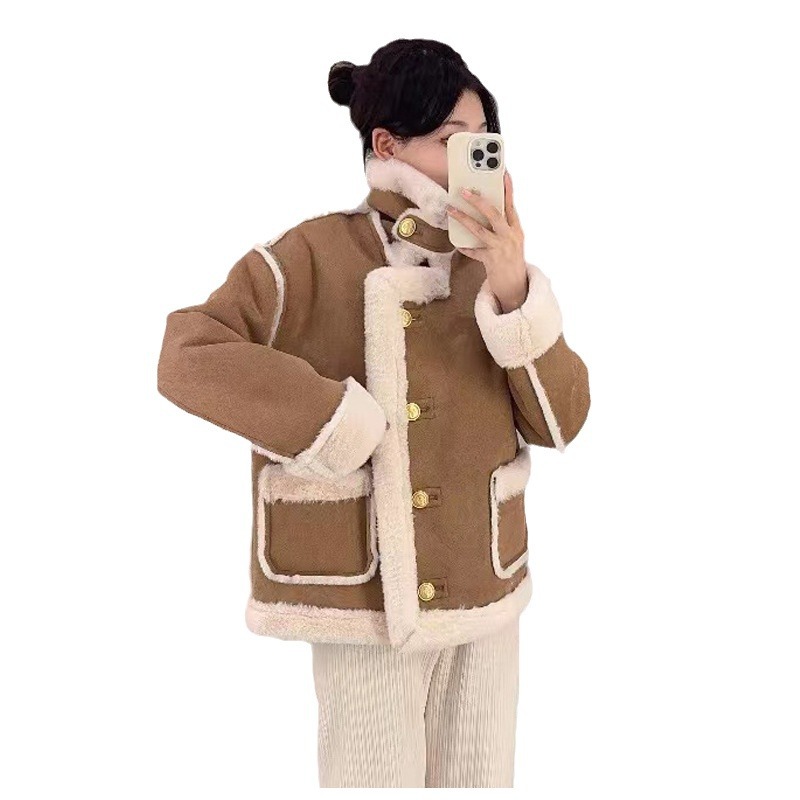 Picture of High-grade Chanel style faux lamb fur coat for women winter 2023 new fleece-lined thickened suede fur cotton-padded coat