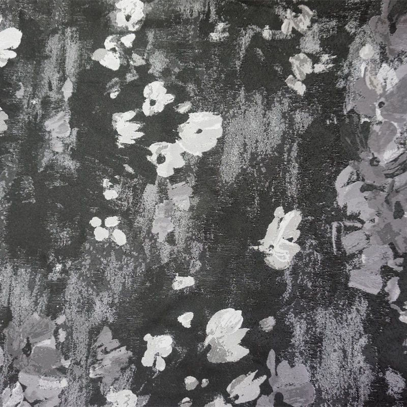 New landscape ink painting black and white artistic conception jacquard fabric women's dress dress luggage clothing