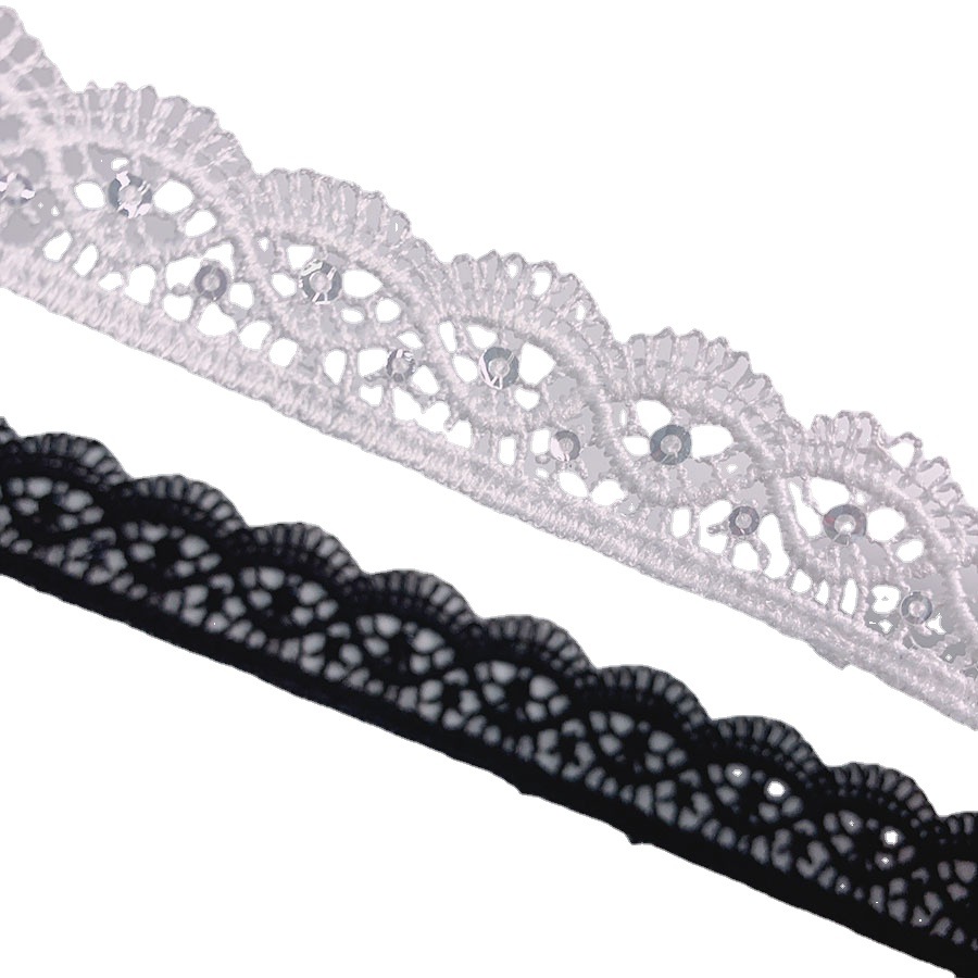 Quality New Style Milk Silk Single Side Wave Lace Hollow Embroidery Garment Accessories Lace Bead Bar Code Lace