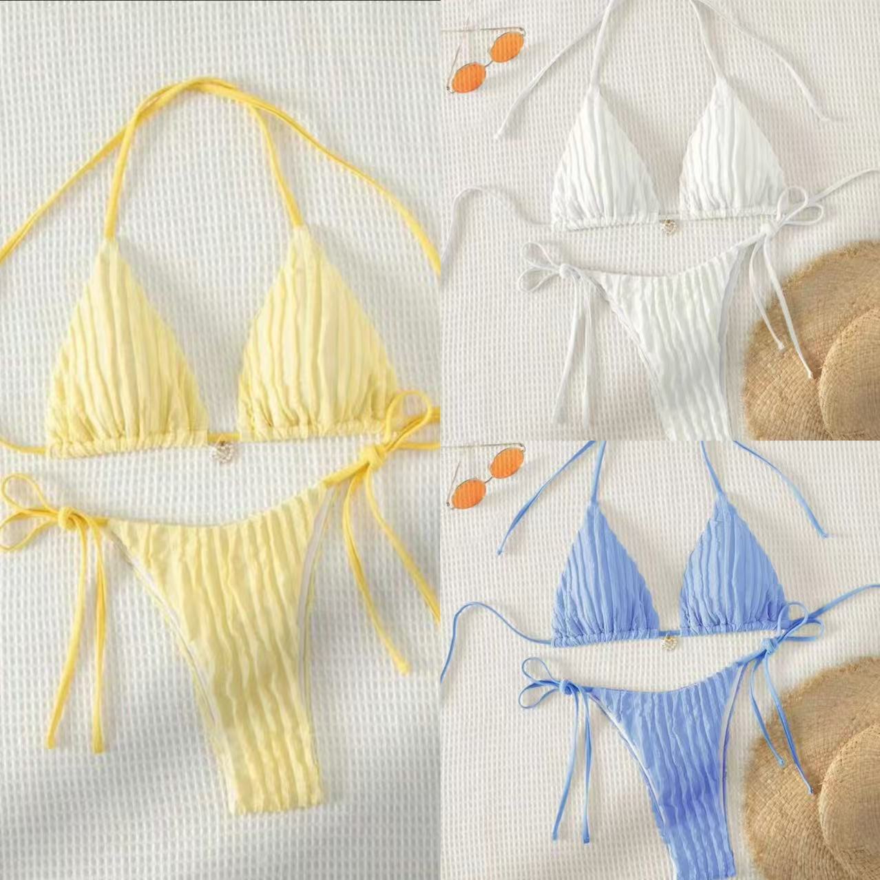 2024 New European and American Sexy Bikini Bikini Split Swimsuit Women's Three-point Slim Cross-border Amazon