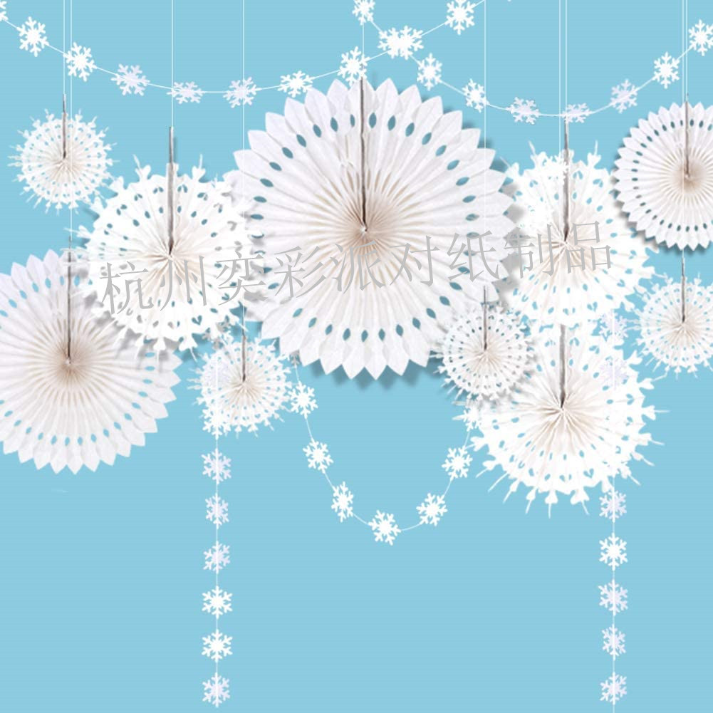 Supply Christmas Decoration Set 3D Snowflake Flag Snowflake Flip Fan Winter Carnival Decoration Christmas Arrangement