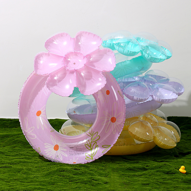 Picture of New Style Spot Thickened Sequin Daisy Children's Inflatable Life Buoy Adult Swimming Ring Adult Underarm Ring Internet Red Ring