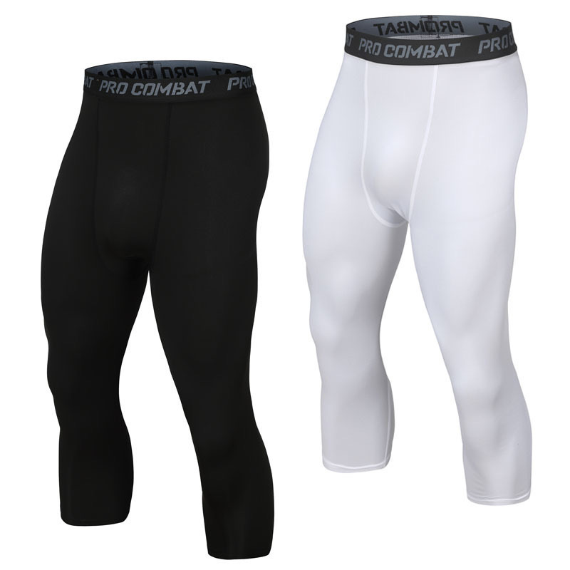 American Cropped Pants Sports Tight Pants Men's Quick-drying Compression Fitness Shorts High-elastic Running Training Basketball Inner Pants