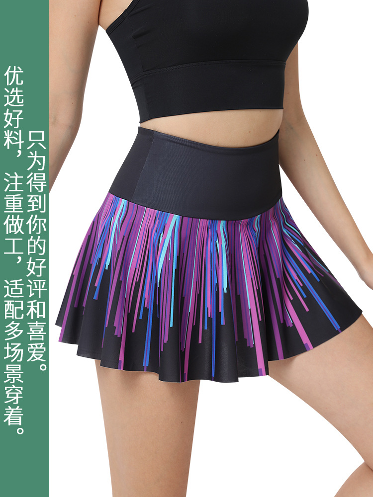 Picture of Printed badminton tennis skirt outdoor running fitness yoga skirt 360 degree round pleated short sports skirt