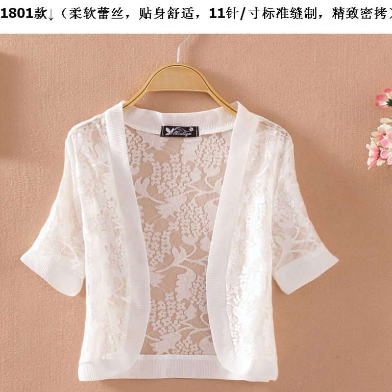 Picture of Selected fashion summer new short-sleeved chiffon shawl lace cardigan short coat thin elegant women's clothing