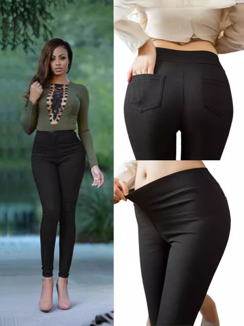 Cross-border Women's Clothing European and American Spring and Summer Amazon Rear Pocket Leggings Thin Tight Leggings for Outer Wear