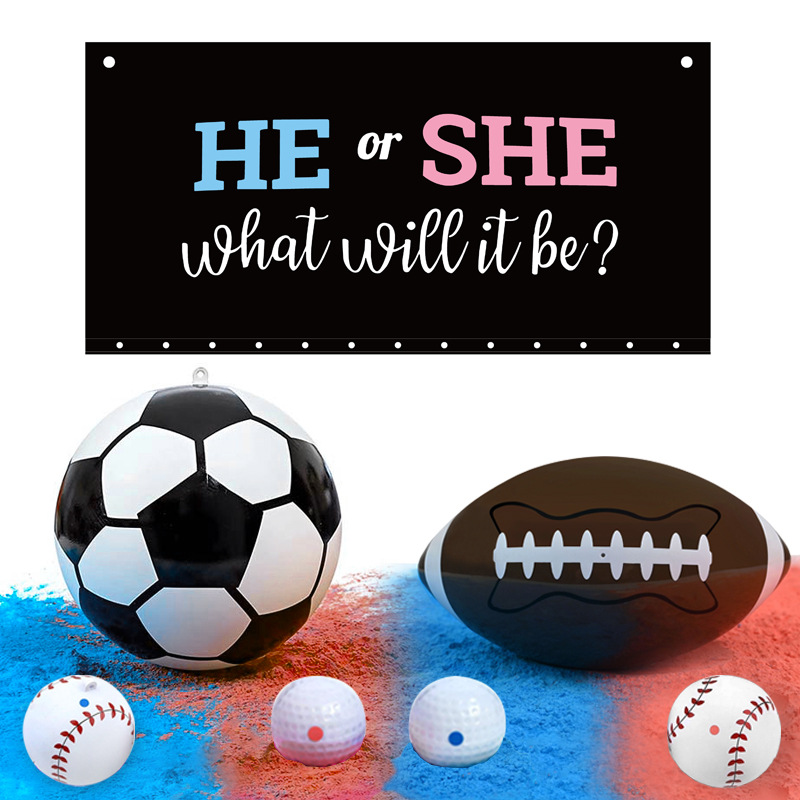 Picture of gender reveal Football golf ball gender reveal birthday party Baseball balloon bag wholesale