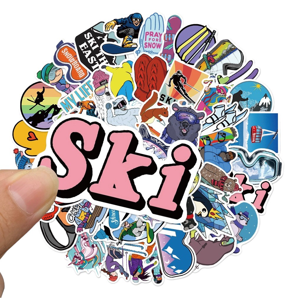 50 single double board SKI graffiti stickers outdoor adventure sports SKI goggles stationery decorative stickers waterproof