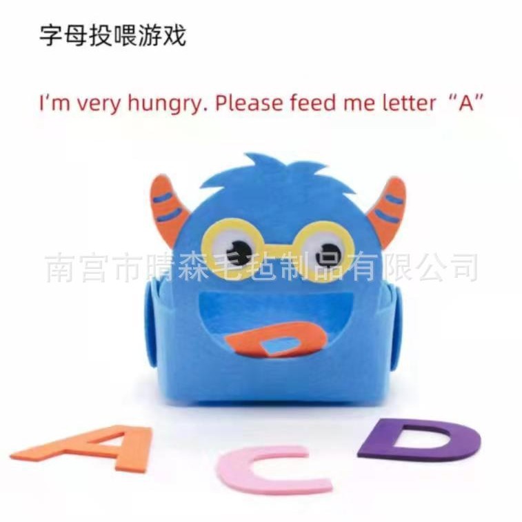 Picture of Felt Educational Kindergarten Toy [Letter Feeding Game] Early Education Baby Toy Box Alphabet Game Box