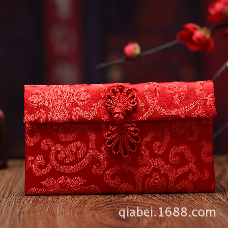 Picture of Creative buckle red envelope fabric brocade printing Li is a wedding change bag Chinese wedding festive supplies wholesale