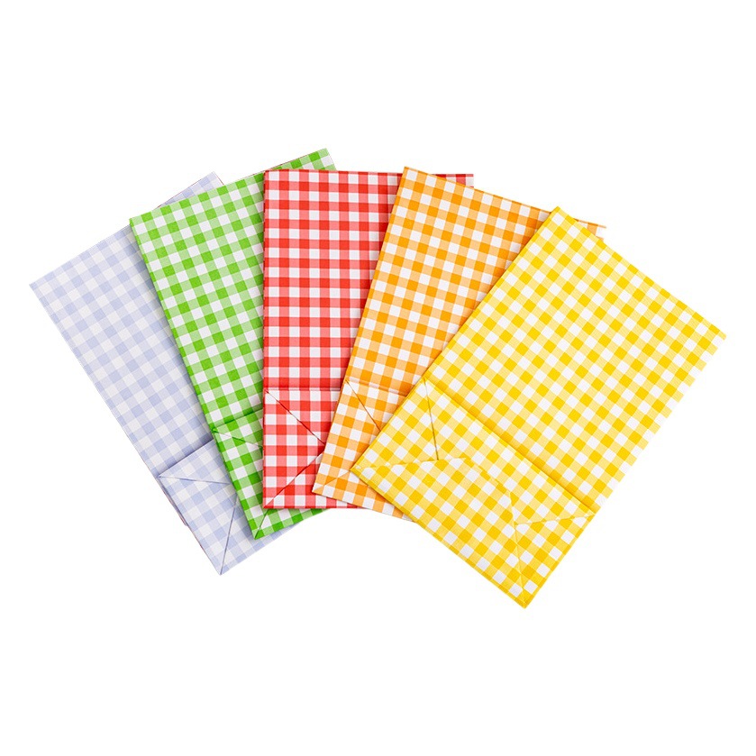 ins Han Feng color plaid thickened 100G Kraft paper bag gift packaging bag photo props finishing bag