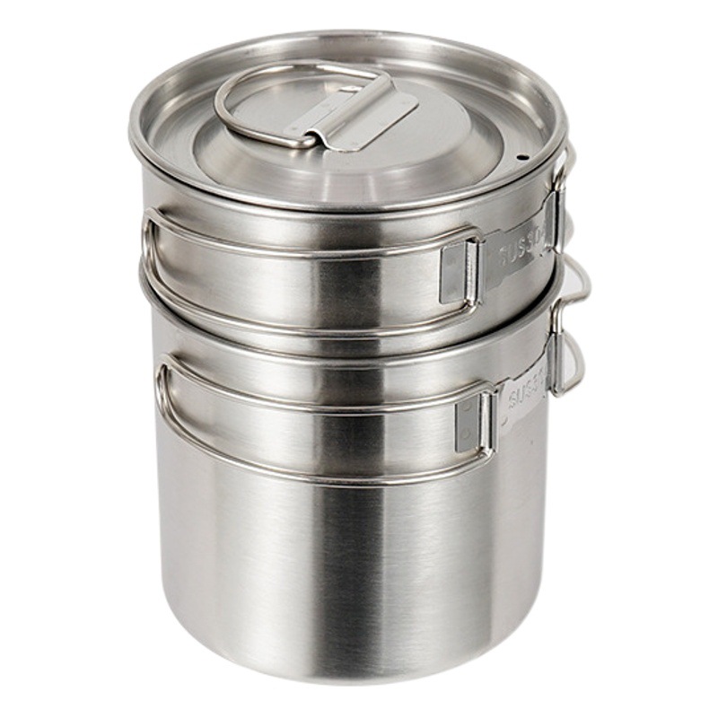 CLS light outdoor 2-piece set pot 304 stainless steel folding two-piece Cup mountaineering travel Portable 2-piece camping pot