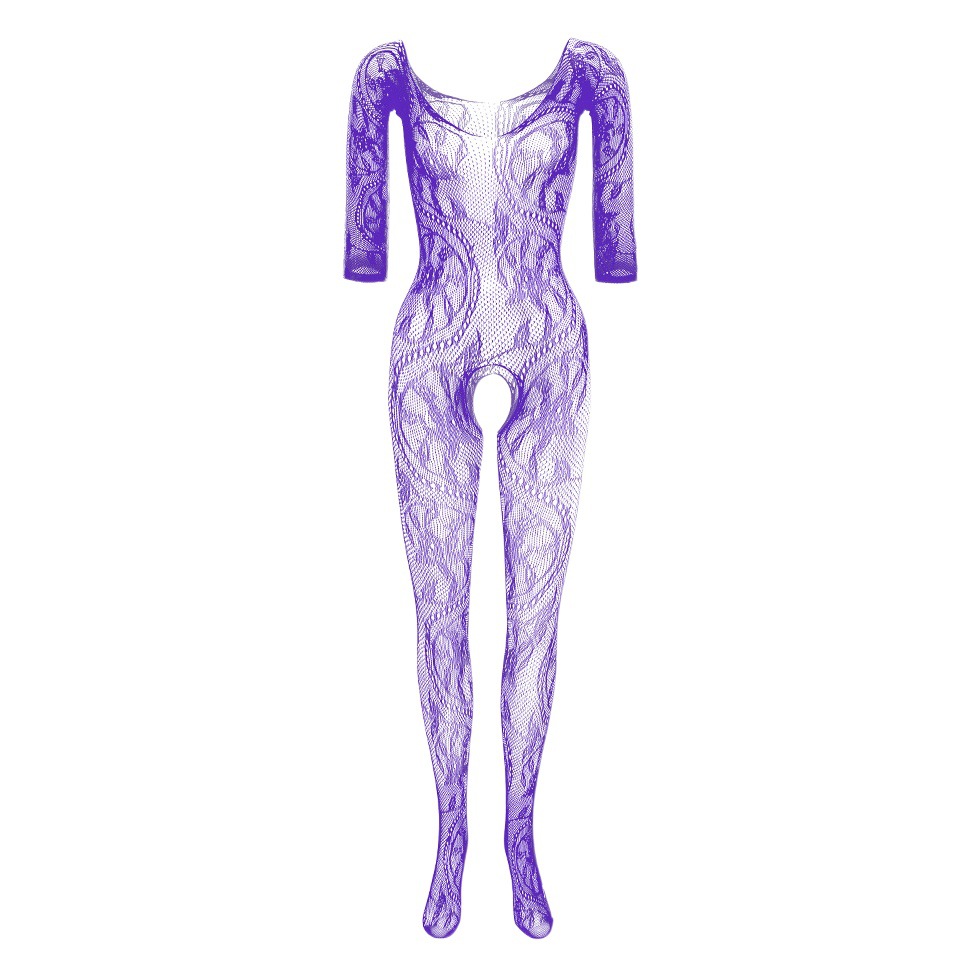 Men's One-piece Net Stockings Jacquard Sling Hollow Men's Thread High Elastic One-piece Net Stockings Open Front and Back