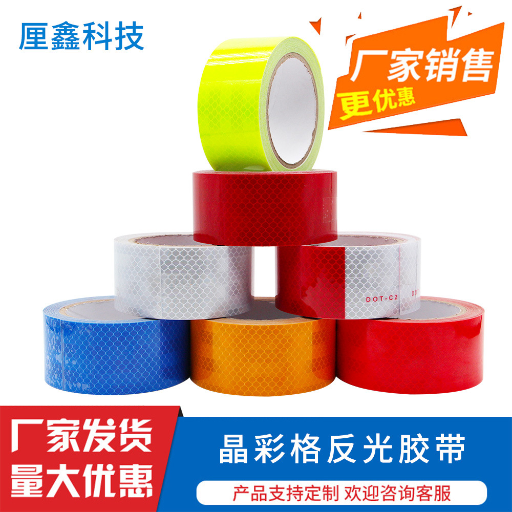 Reflective Tape Red and White Diagonal Reflective Stickers Crystal Color Reflective Film Reflective Stickers Warning Reflective Tape