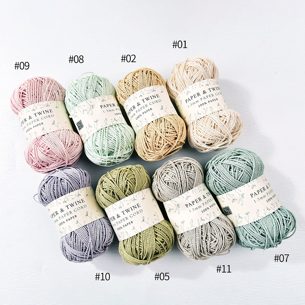 Cross-Border 1.2mm Handmade Paper Cord DIY Crochet 90m Sweater Material Package Multi-Strand Knitting Twisted Rope Wool Ball