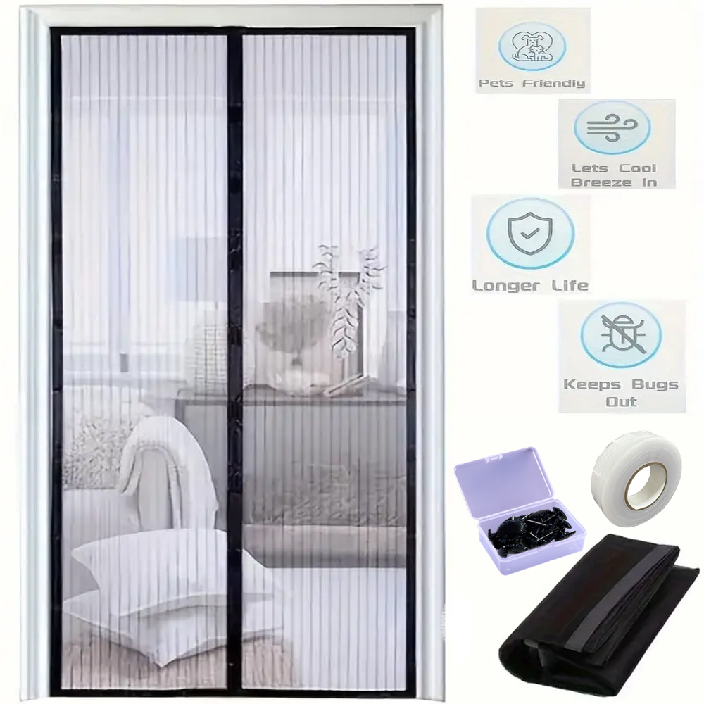 Picture of Door Curtain Magnetic Anti-mosquito Door Curtain Screen Door Window Anti-mosquito Door Curtain Punch-free Door Curtain Bedroom Shelter Curtain Door Curtain Summer