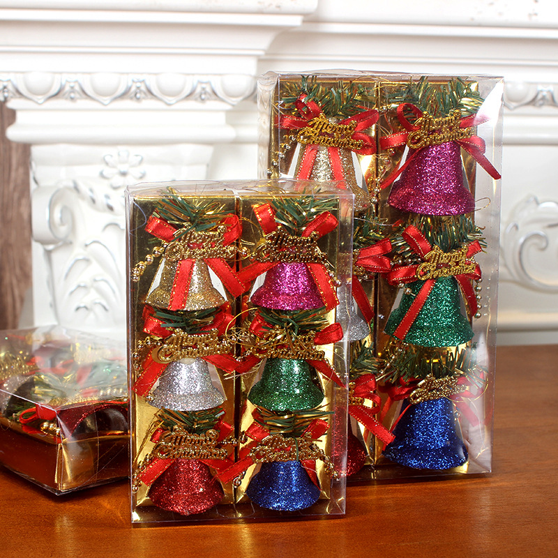 Christmas Bell plastic decorations color powder 5cm6 Christmas tree pendant small accessories pendant factory outlet