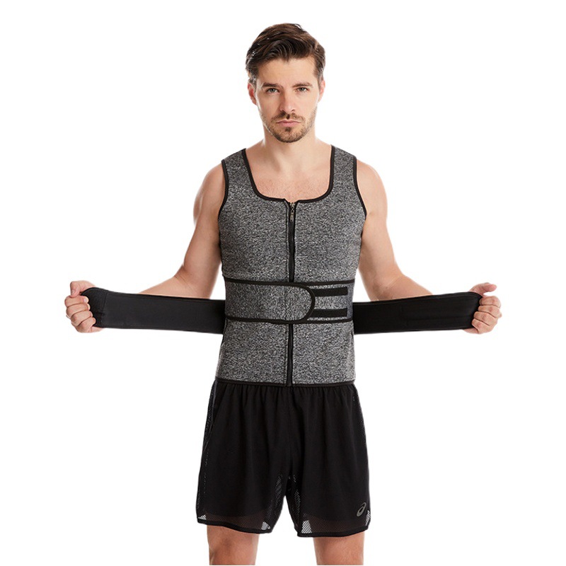 Men's Double-Belted Vest Shapewear Sweat-Inducing Rubber Adjustable Waist Trainer Sports Waist-Cinching Abdominal Belt Slimming Waist Shaper
