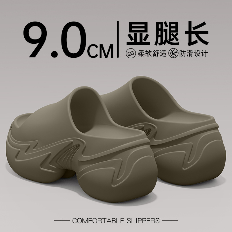 Small Thick Slippers Women's 2025 New High-rise Beach Non-slip Deodorant Sandals for Women Summer Outer Wear