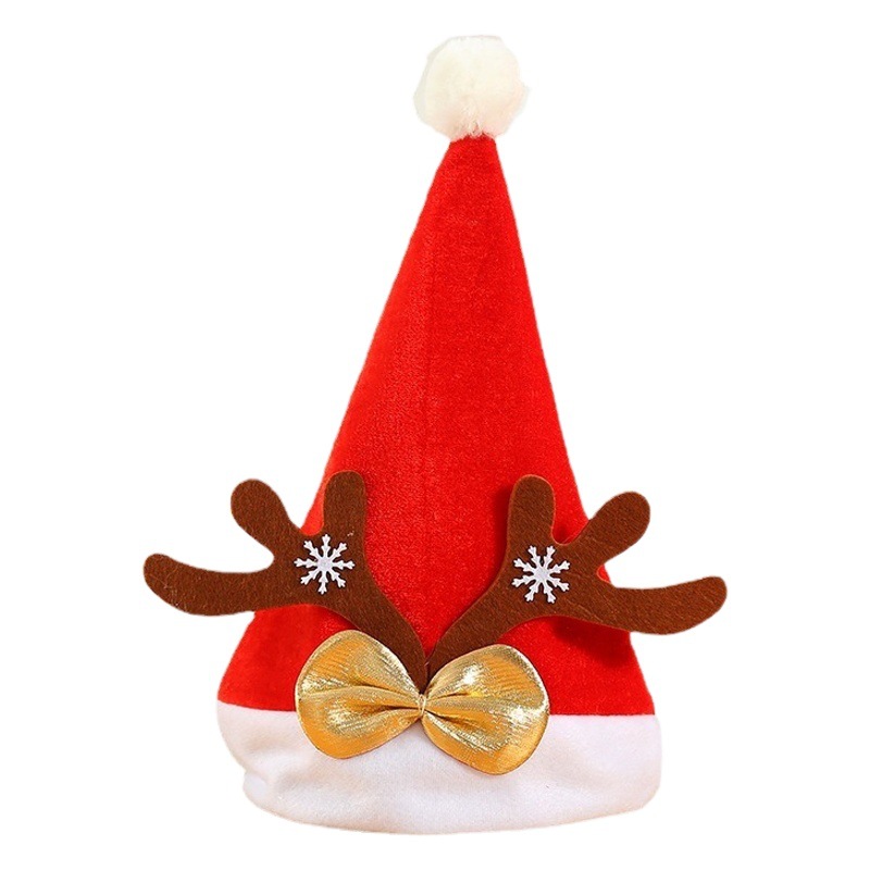 New Red Gold Velvet Thickened Christmas Hat Adult Children Party Dress Antler Hat Christmas Decorations