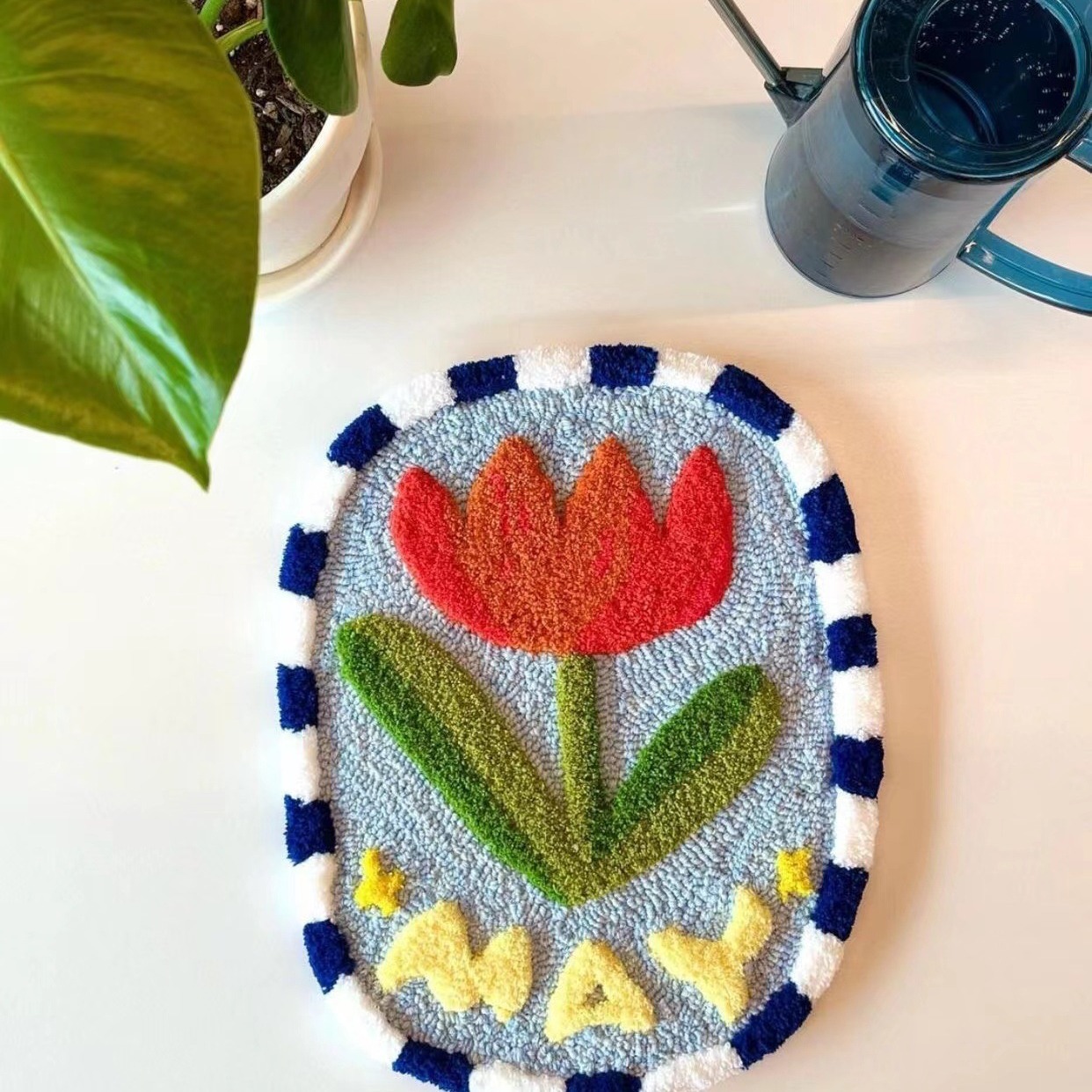 Poke Embroidery Handmade DIY Material Package Tulip Cartoon Cute Wool Coaster Creative Decompression Home Furnishings