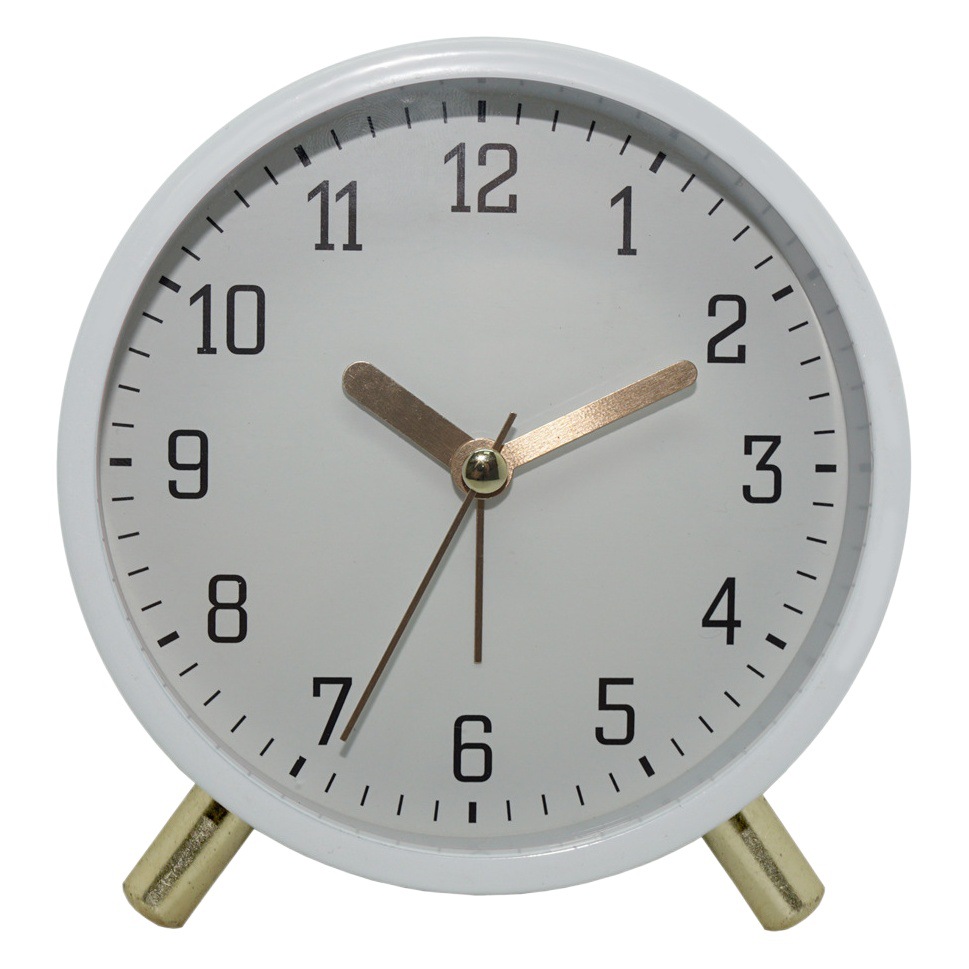 European-style New Quartz Alarm Clock Simple Silent Children's Clock Living Room Desktop Round Creative Student Pointer Desk Clock