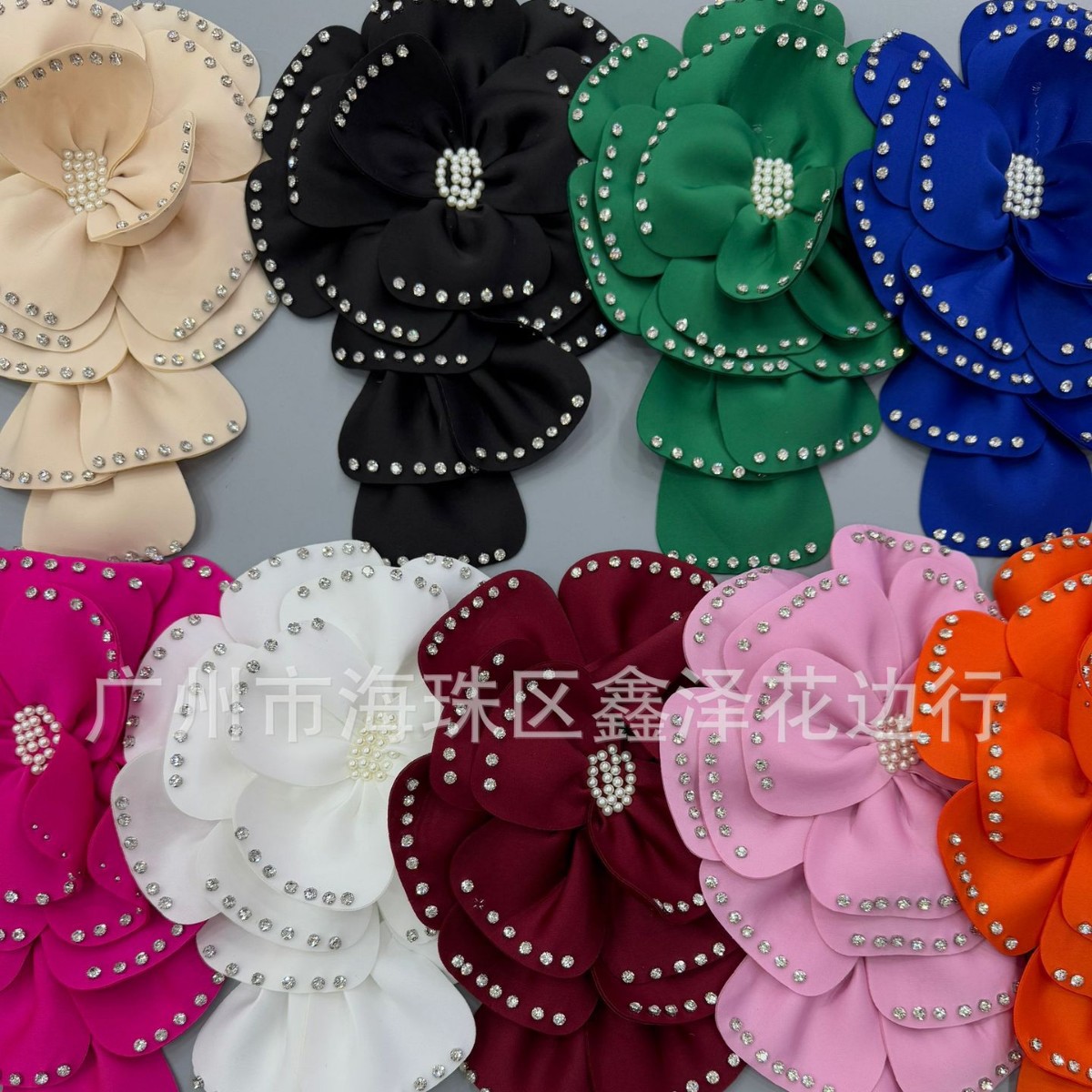 Cross-border new multi-layer three-dimensional large flower beaded fabric DIY clothing dress headdress hair accessories corsage jewelry