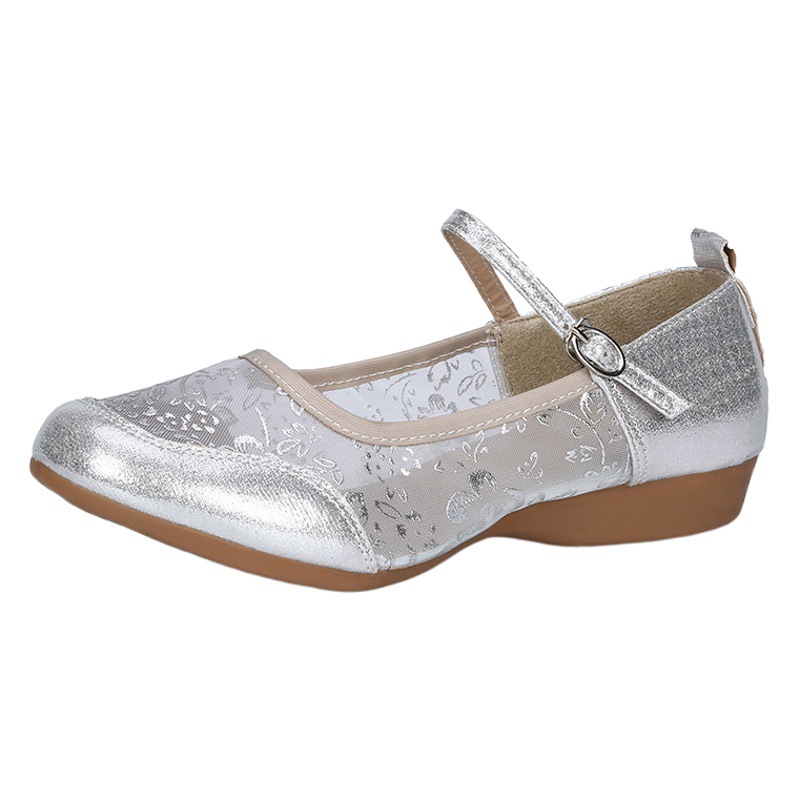 2025 New Mesh Square Dance Shoes Dancing Shoes Women's Soft Bottom Dance Shoes Summer Dance Shoes Practice Teacher Shoes Flat Heeled Dance Shoes