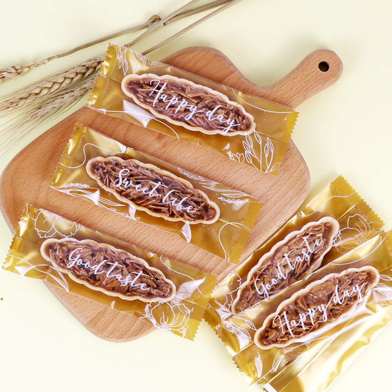 Original Net red glutinous rice boat packaging bag caramel almond crisp leaf crisp small lollipop machine seal disposable transparent packaging