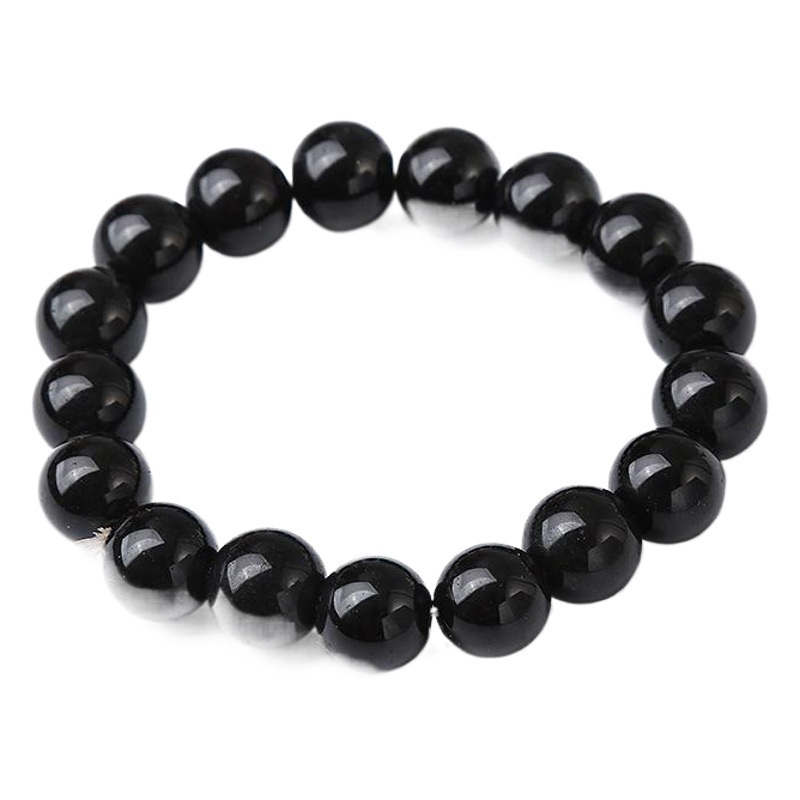 Picture of Various Specifications of Imitation Obsidian Bracelets That Do Not Peel Off, Natural Color Glass Beads, Textured Black Bracelets, Live Broadcast Gifts for Delivery