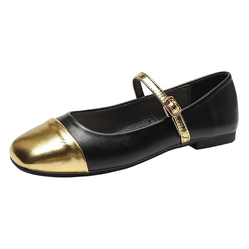 Color matching low-cut Mary Jane shoes for women 2024 New Style buckle square toe flat shoes soft bottom pumps fairy shoes