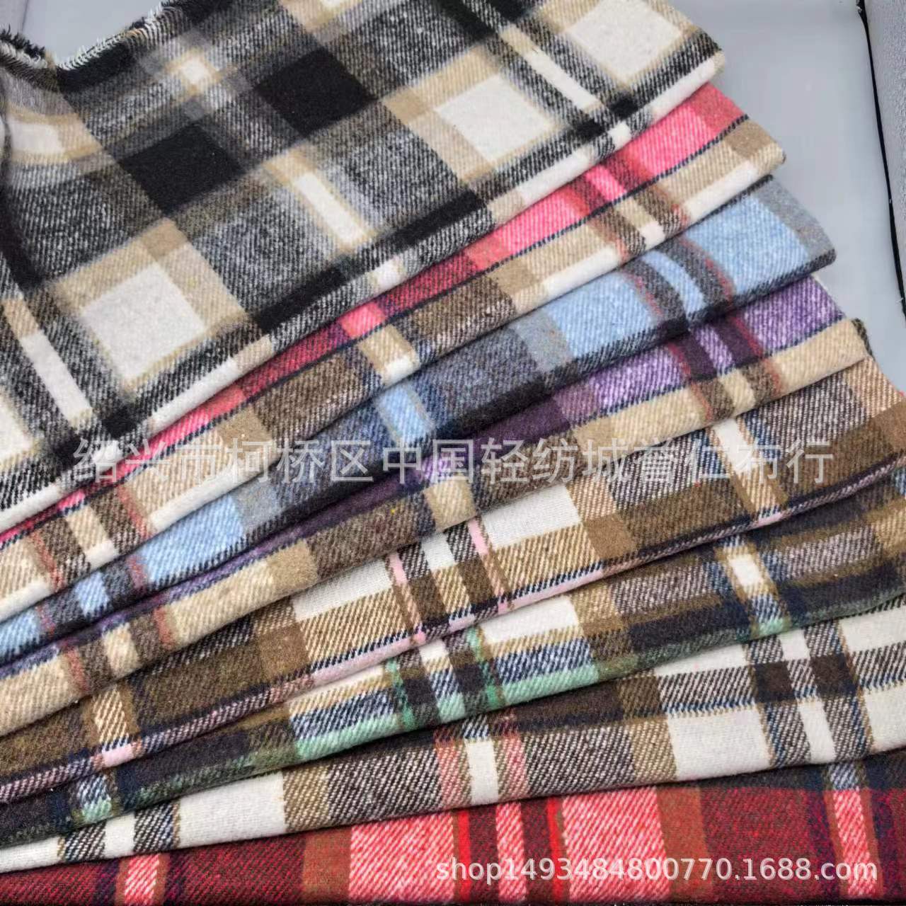 Autumn and Winter New Woolen Fabric Yarn-dyed Woolen Plaid Woolen Fabric Thickeneded Shirt Jacket Plaid Fabric