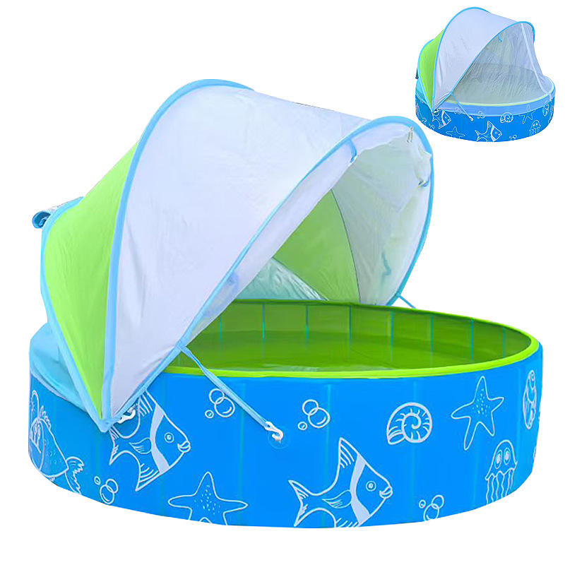 Picture of Inflatable Tanning Pool Spray Water Toy Double Lounge Chair Baby Sunshade Seat Water Slide Adult Floating Lounger