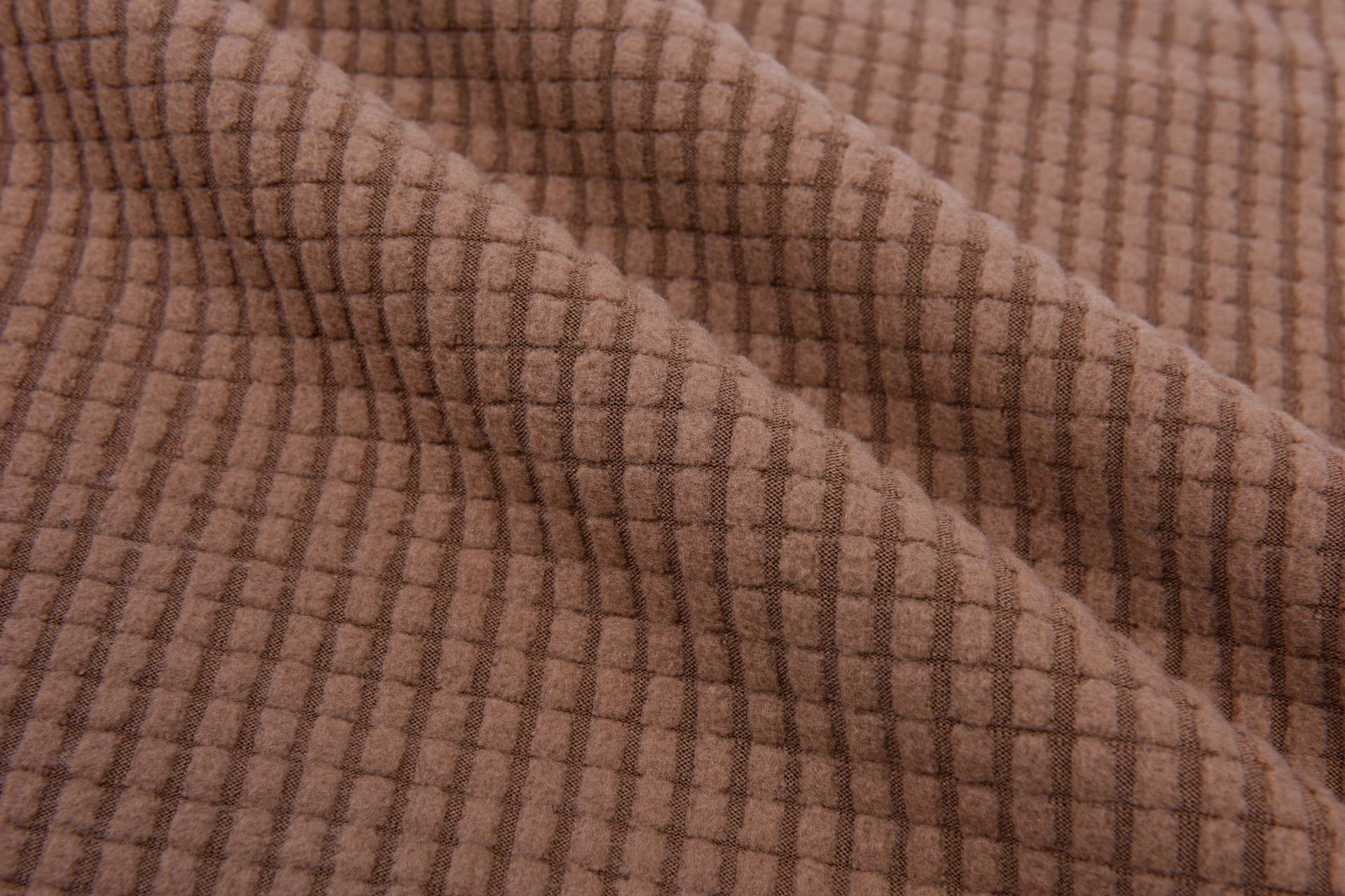 Picture of in stock pineapple plaid fleece sofa cover fabric wholesale waffle corn grain plaid jacquard flannel fabric