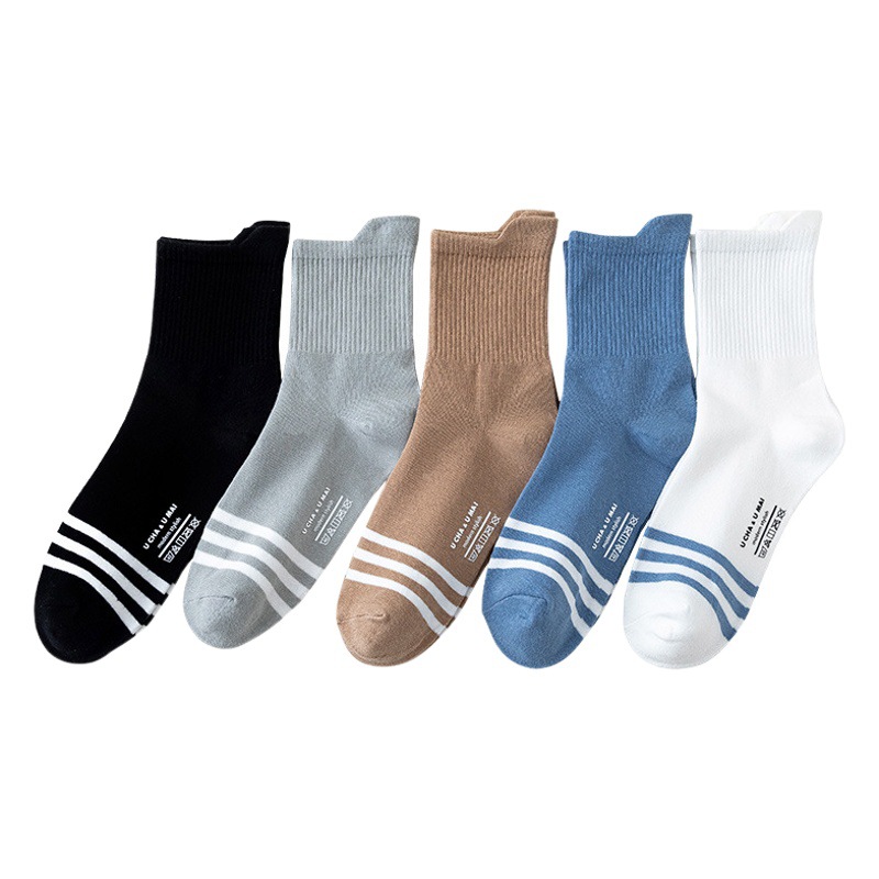 New Socks Men's Lug Heel Men's Mid-Tube Socks Sports Waist Cotton Socks Autumn and Winter Sweat-Absorbing Casual Men's Socks
