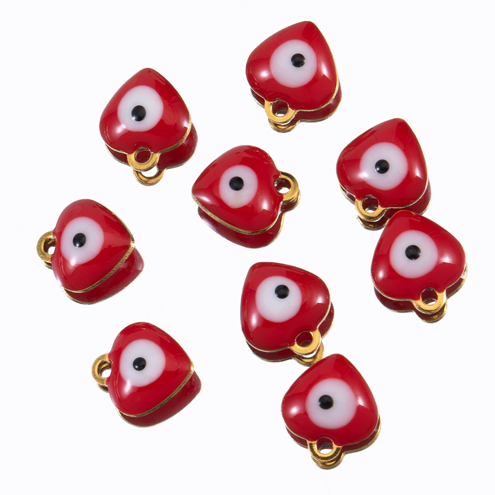 Picture of 9 x 8mm stainless steel creative love drop oil eyes pendant bracelet necklace diy stainless steel jewelry accessories