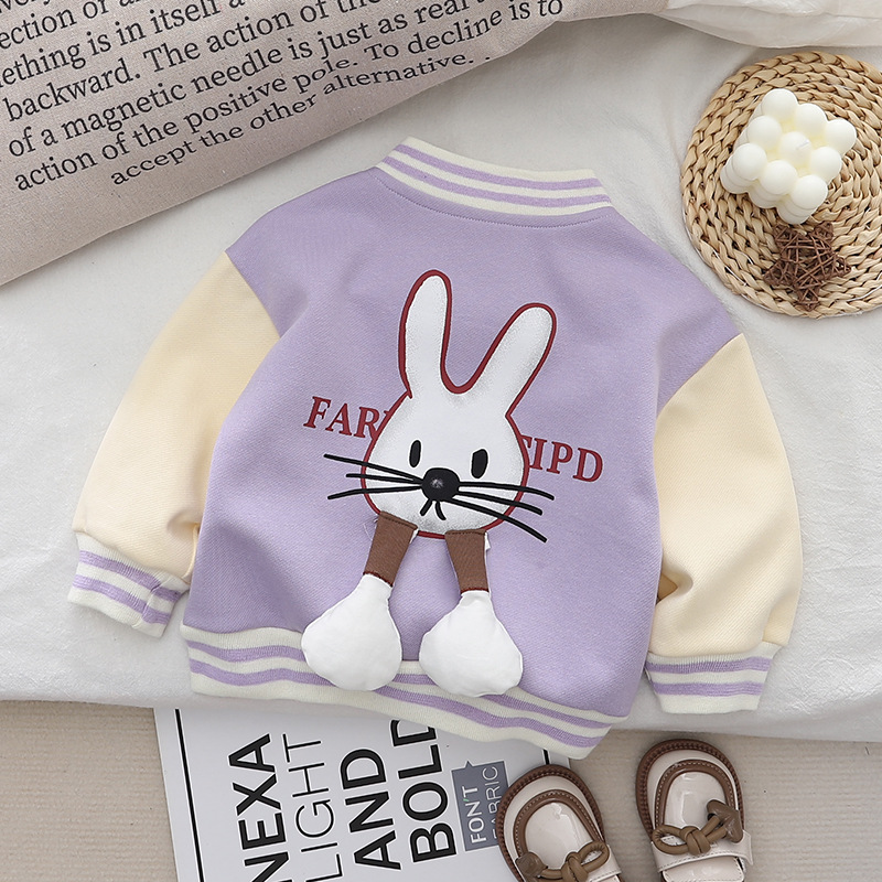 Girls' Autumn Long Sleeve Coat Trendy New Arrival Baby Boys' Stylish Fashionable Three-Dimensional Rabbit Head Cardigan Long Sleeve Coat