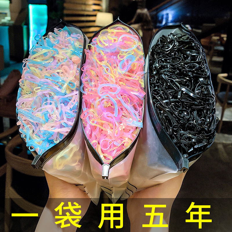 Picture of Children's headdress disposable rubber band women's black hair band high elastic hair rope hair accessories do not hurt hair rope wholesale