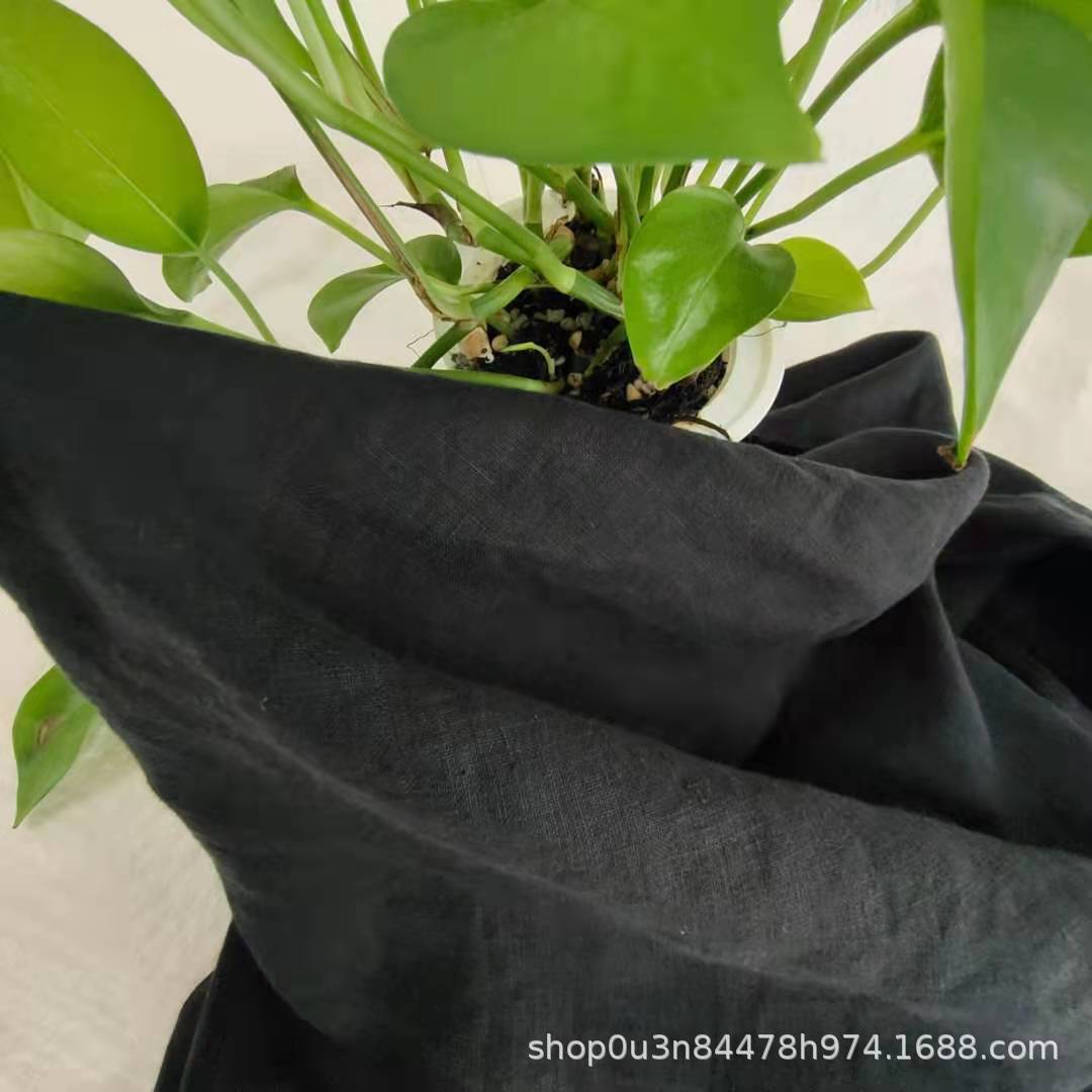 Pure Linen Black Wide Enzyme Washing Fabric Pure Linen Black Bedding Fabric Enzyme Sand Washing Black Cloth