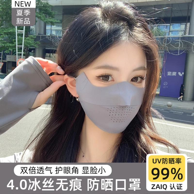 Picture of Sunscreen Mask Women's Anti-ultraviolet Summer Black Sunshade Full Face Mask Ice Silk Thin Breathable Eye Corner Stereo