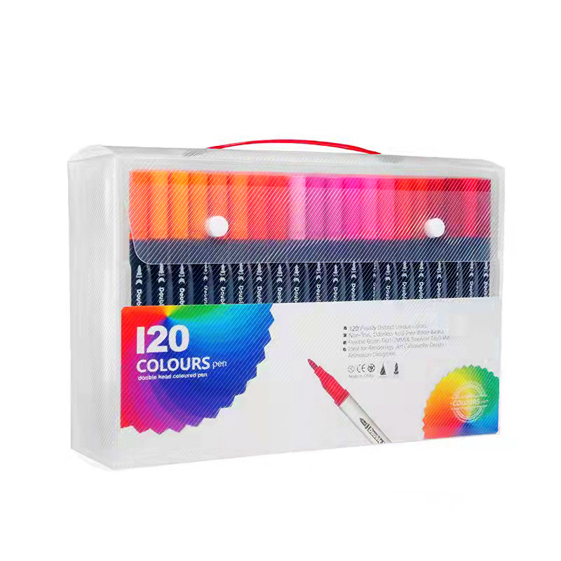 Picture of Children's brush water-based soft head double watercolor pen color washable soft head pen set