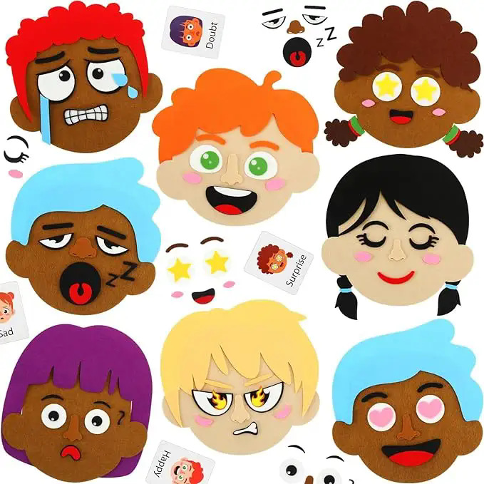 Felt children's DIY facial expression stickers kindergarten cute non-woven fabric corner toy stickers facial features change facial expression face stitching