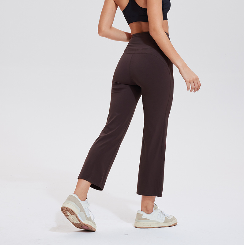 Picture of Lycra High-elastic Naked Shark Pants Hip-lifting High Waist Slimming Wide Leg Sports Fitness Flared Pants Women's Outer Wear Yoga Pants