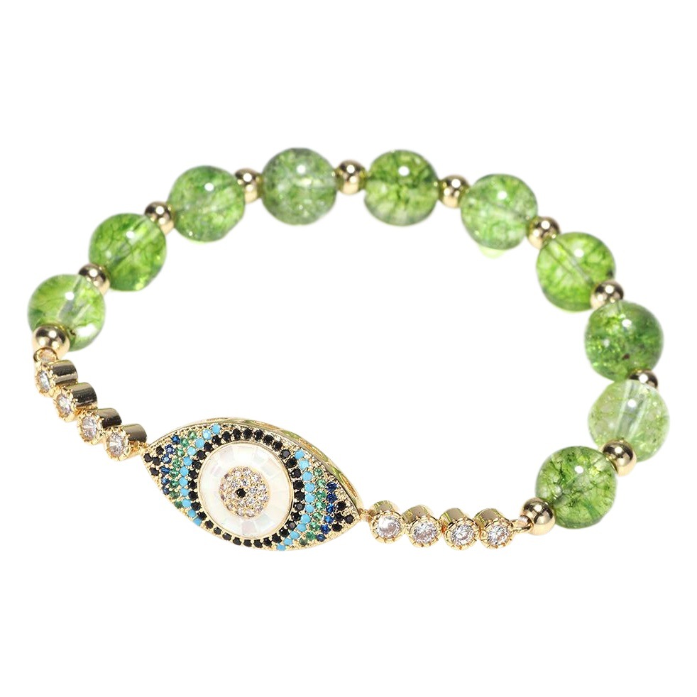 European and American Fashion Elegant Olivine Zircon Bracelet Copper Zirconium Eye Devil's Eye Bracelet Women's All-match High-end Sense